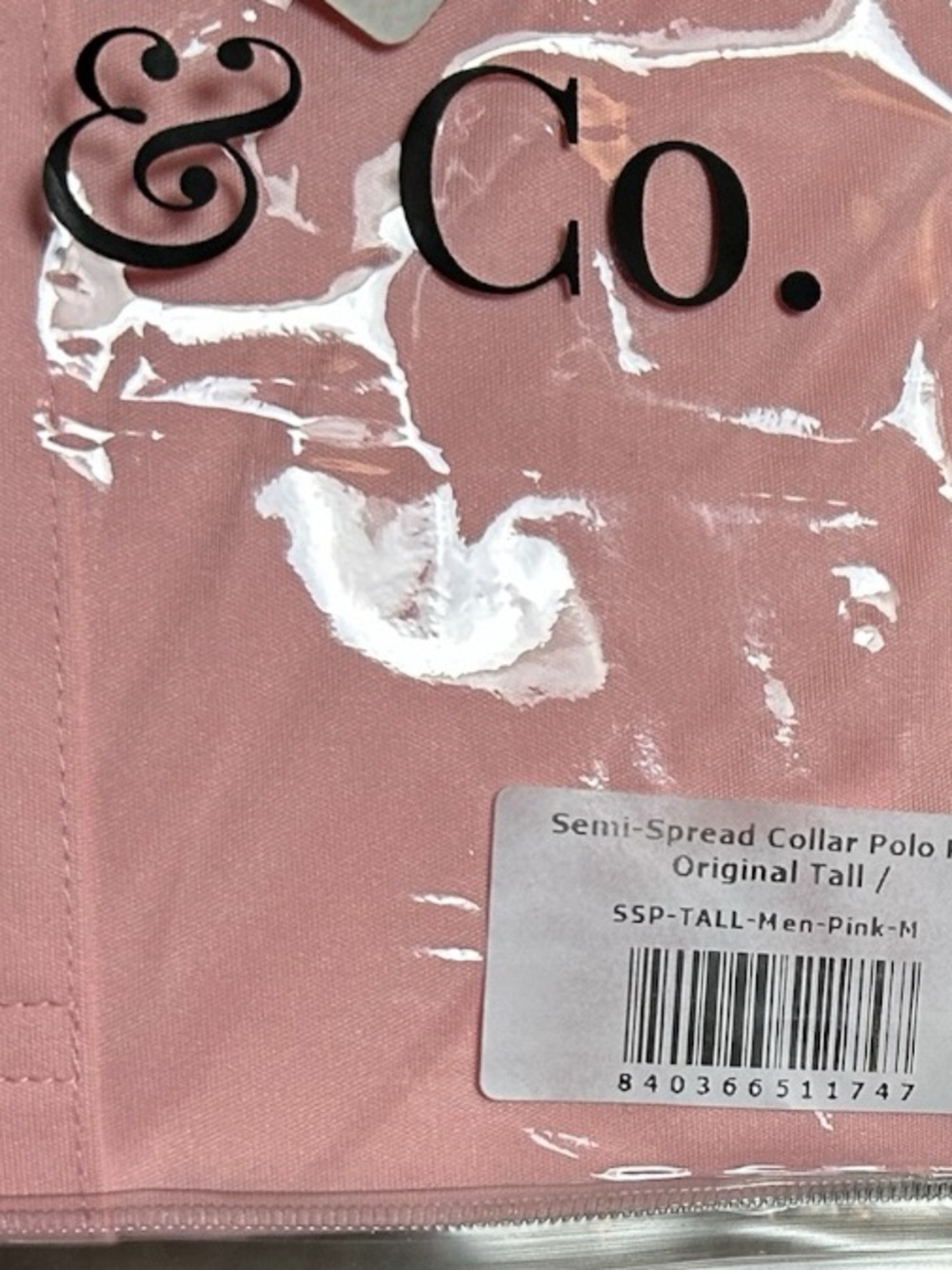 NWT Collars & Co. Semi-Spread Collar Polo Pink Men Size M Pink - Picture 3 of 6